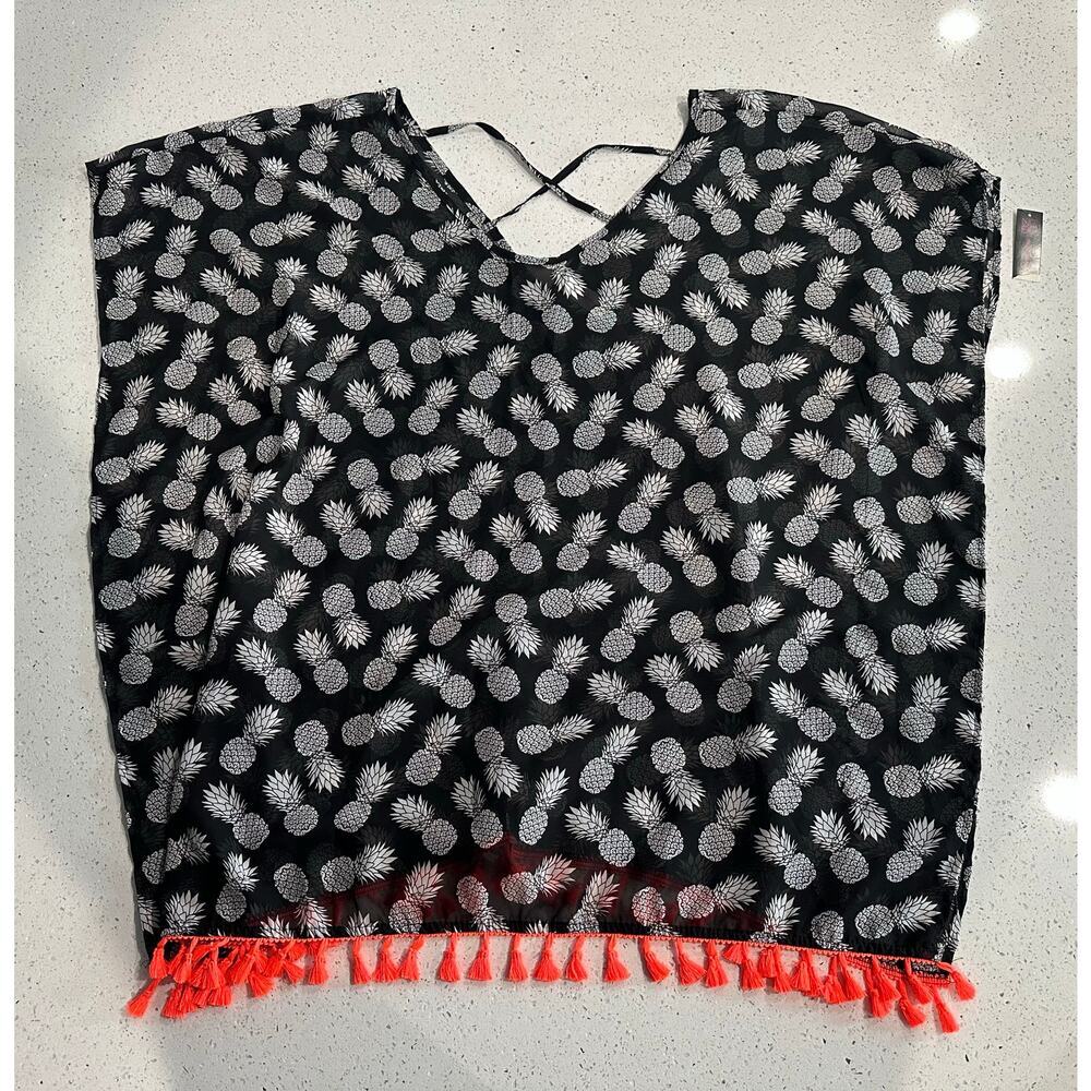 No Boundaries Black & White Pineapple Swim Coverup Size XL